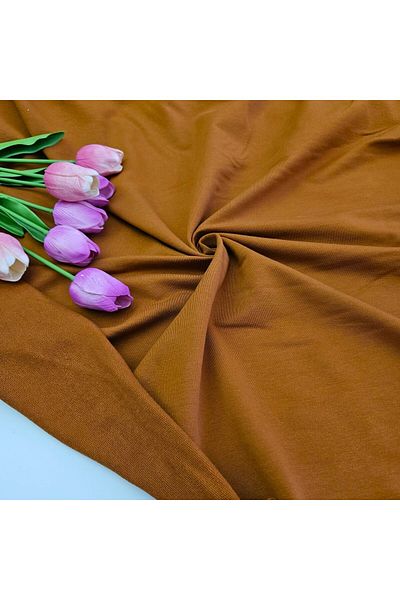 Kaf Kumaş Combed Cotton 95% Cotton 5% Elastane Two Thread Fabric |   Cognac Color