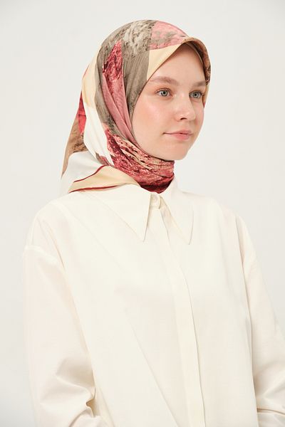 Madame Polo Printed Rayon Scarf Multicolor Non-Slip 90X90 cm