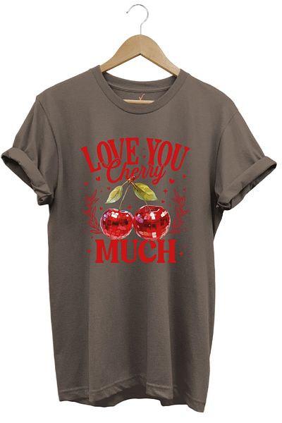 WİDİ Унисекс тениска с принт Love You Cherry Much Cherry, 100% памучен крой