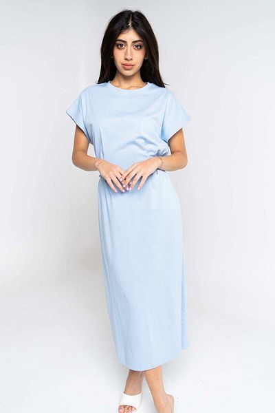 Nichii Solid Midi Dress with Short Sleeves