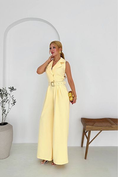 Neşeli Butik Women Shirt Collar Button Detail Maxi Jumpsuit Nbk061