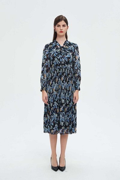 Nichii Women's Long Sleeve Printed Midi Dress