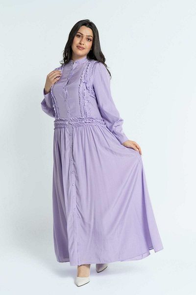 Nichii Women's Long Sleeve Maxi Dress with Front Buttons