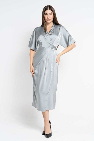 Nichii Women's Midi Dress with Butterfly Sleeves and Cinched Waist