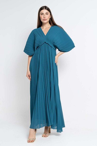 Nichii Women's Maxi Dress with Flutter Sleeves and Waistline