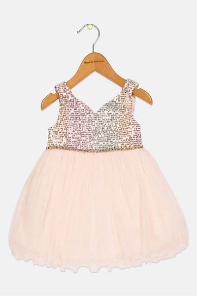 American Princess Toddlers Girl Sequin Sleeveless Dress, Light Pink