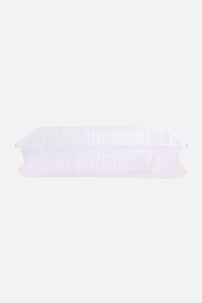 Kitchen Details Deep Large Dish Rack With Tray Utensil Holder, Transparent