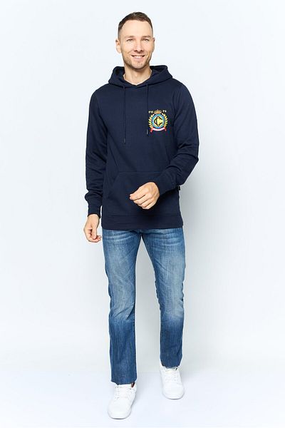 CROOKS CASTLES Men Hooded Long Sleeves Brand Logo Sweatshirt, Navy