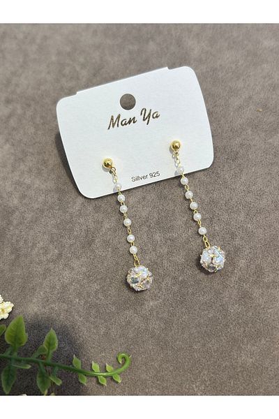 VİYA Gold Pearl Detailed Dangle Earrings