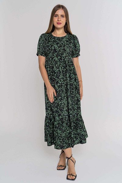 Nichii Floral Print Short Sleeve Midi Dress
