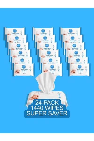 Mamy Wipes Water Wipes, 24 x 60 Wipes (1440 Total) – 99.9% Water, Super Saver Pack