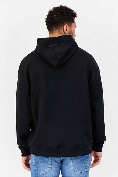 Core Elements Men Brand Logo Long Sleeve Hoodie, Black