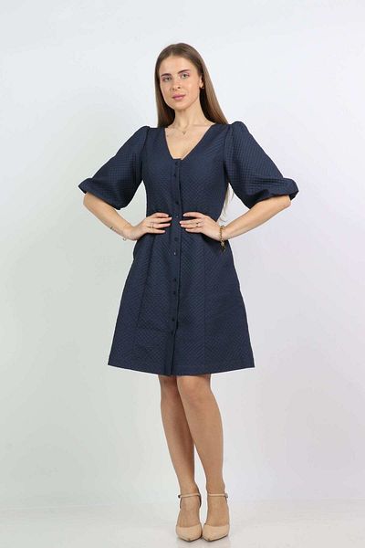 Nichii Luxurious Short Dress with Front Buttons and Short Puffed Sleeves
