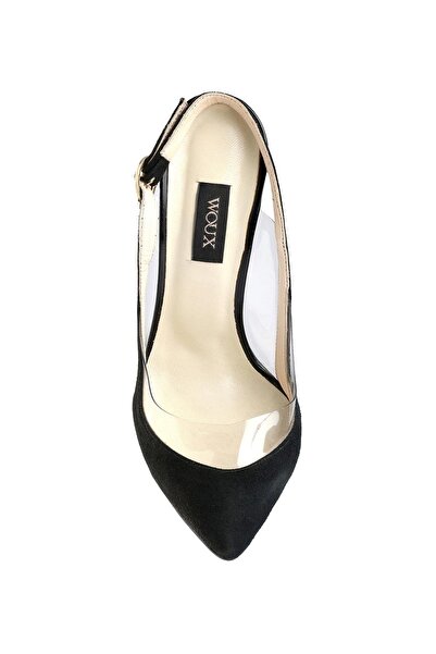 Deriderim Pantofi cu toc negru cu detalii transparente