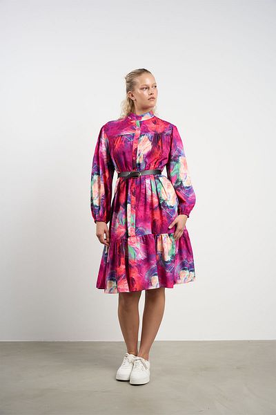 HANIQA Women's Patterned Ruffle Dress 44-50 |   1063