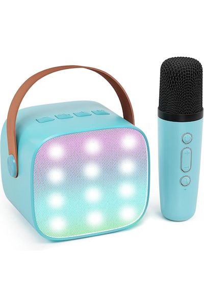 Smart Vibe PartyON™ Kids Karaoke Set with Wireless Microphone, Bluetooth Speaker, LED Lights and Vocal Effects, Blue