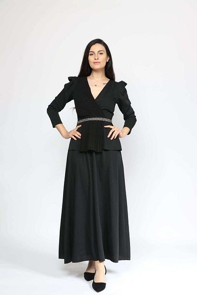 Nichii Long Sleeve Embellished Maxi Dress with Waist Embroidery
