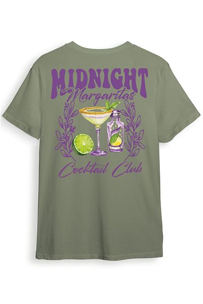 WİDİ Midnight Margaritas μπροστινό και πίσω εμπριμέ 100% βαμβακερό μπλουζάκι Unisex Regular Fit