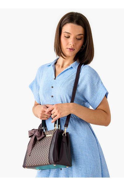 Flora Bella by Shoexpress Flora Bella Monogram Print Tote Bag with Scarf Accent