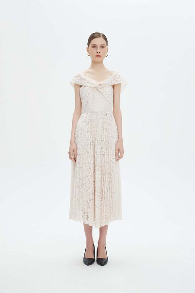 Nichii Lace Short Sleeve Midi Dress