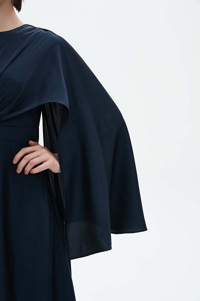 Nichii Women's Maxi Dress with Long Wide Cape Sleeves