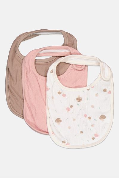 Dream Gro 3 Piece Textured Bibs, Mauve