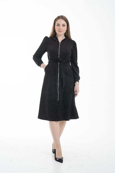 Nichii Women's Midi Dress with Front Zipper and Attached Hoodie