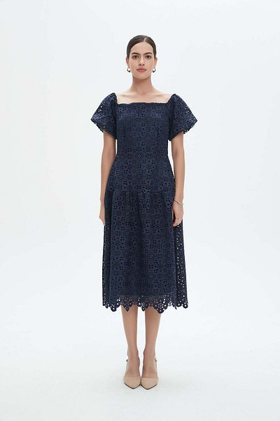 Nichii Short Sleeve Floral Midi Dress