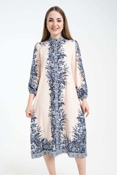 Nichii Long Sleeve Midi Dress with Front Buttons