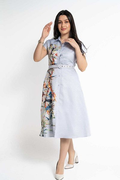 Nichii Women's Short Sleeve Printed Shirt Dress