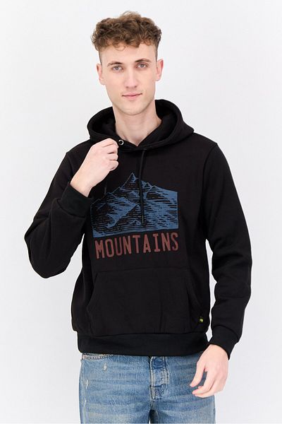 Horizon by Bass Creek Outfitters Men Graphic Long Sleeves Hoodie, Black