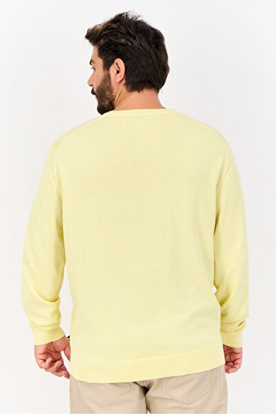Nautica Navtech By Men V-Neck Long Sleeve Embroidered Logo Sweater, Yellow