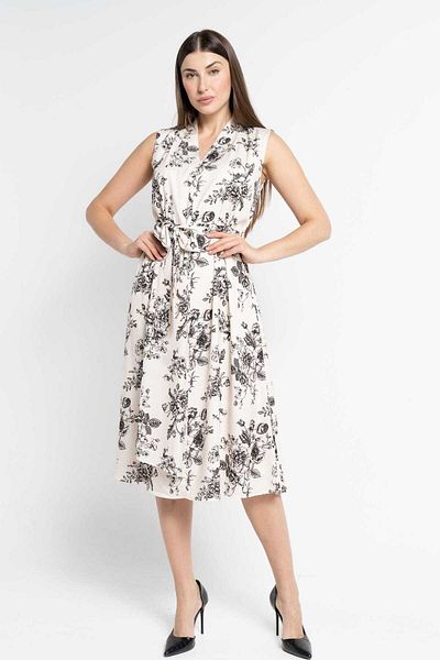 Nichii Floral Sleeveless Midi Dress with V-Neck