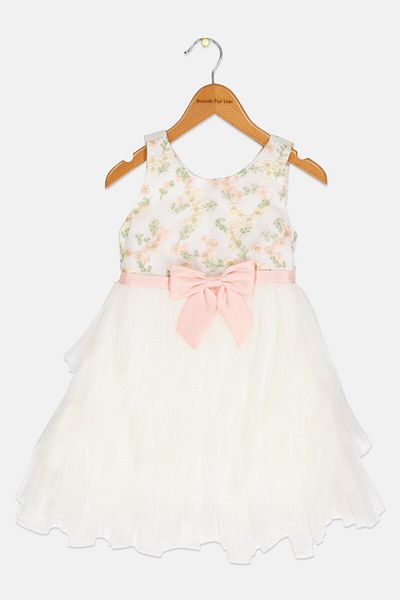 American Princess Toddlers Girl Embroidered Partywear Dress, Multicolor