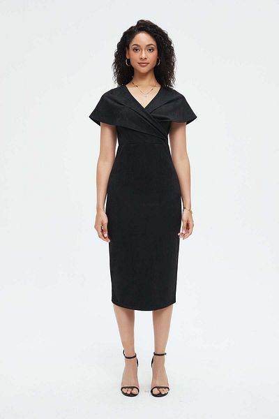Nichii Women's Solid Midi Dress with Short Sleeves