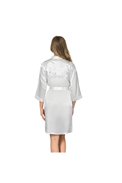 Narnuga Marsilyan- White Short Satin Bride Dressing Gown