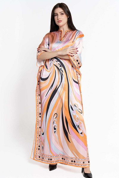 Nichii Wide Floral Print Butterfly Sleeve Maxi Dress