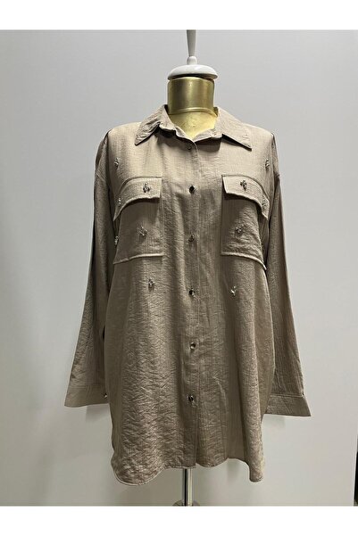 modaşeyma cep dataylı taşlı gömlek