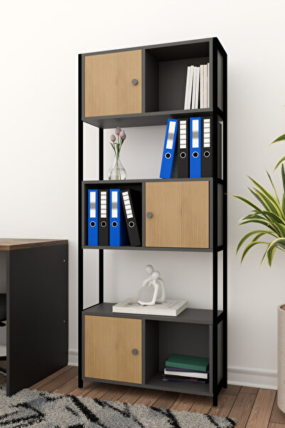 Remaks SEGARA 5 RAFLI Kitaplık Kapaklı Kitaplık Kütüphane Hareketli Raflı Dek...