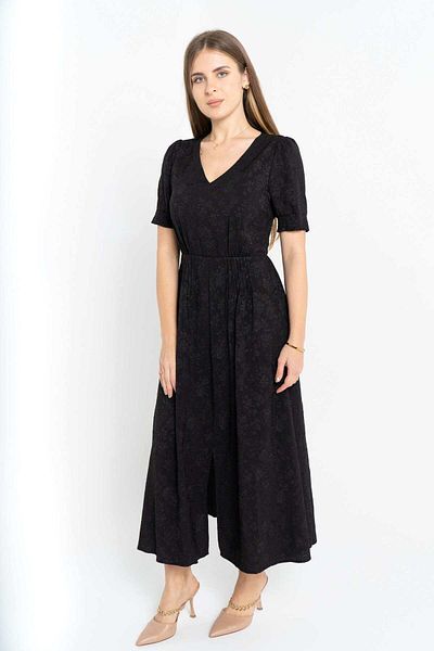 Nichii Floral Midi Dress with Waist Cinch, Short Sleeves, Women's Seven Openings