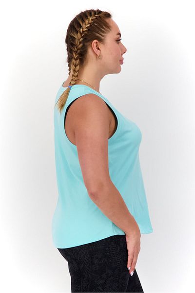 Danskin Women 2 Pieces Plain Sleeves Tank Top, White/Turquoise