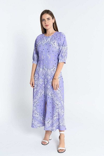 Nichii Full Print Midi Dress with 3/4 Sleeves