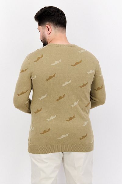 DRT Men Crew Neck Graphic Print Long Sleeve Sweatshirt, Olive
