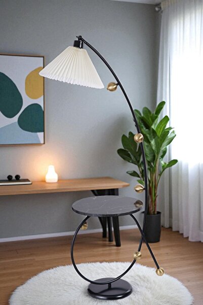 Lumexx YEKTA SEHBALI SİYAH LAMBADER PİLELİ KREM ABAJURLU