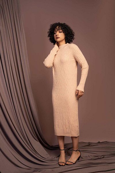 Nichii Women's Midi Bodycon Dress with Ripped Details