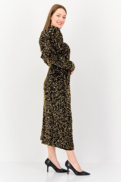 Archive Design Studio Women Metallic Midi Dress, Bronze