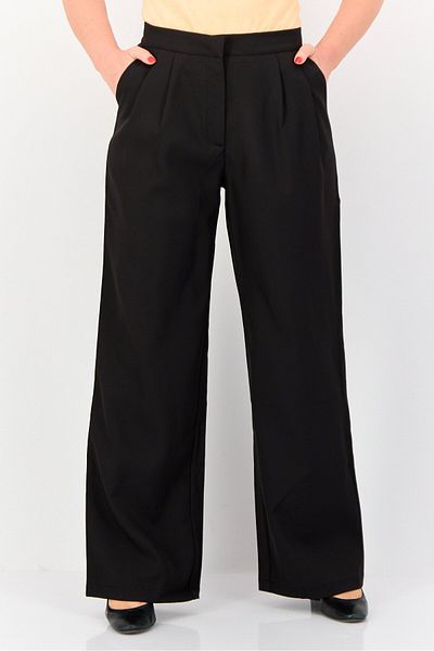 Archive Design Studio Women Regular Fit Solid Wide Leg Pants, Black
