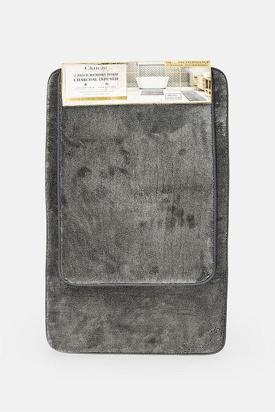 Chateau Collection 2pcs Memory Foam Charcoal Infused, Charcoal Grey