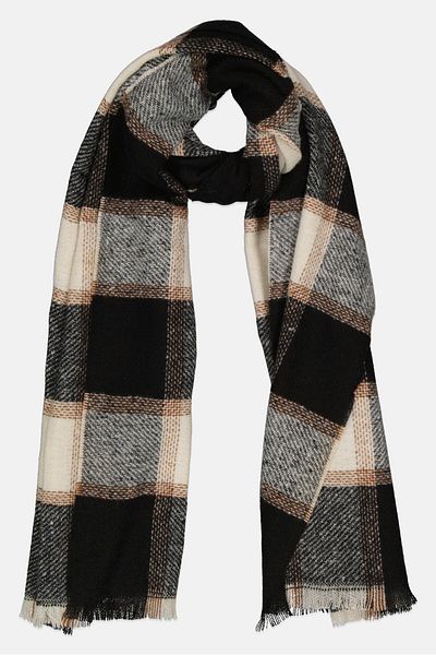 Casa Caracol Women Plaid Poncho 180 x 73 cm, Black/White