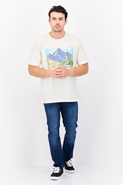 Horizon by Bass Creek Outfitters Men Round Neck Short Sleeves Graphic Print T-shirt, Off white